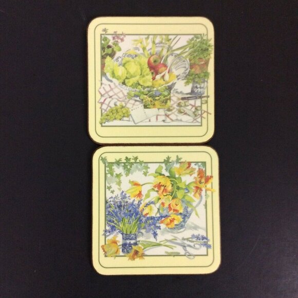 Pimpernel 6 Coasters Salad Days 9410 Cork Backed England with Box - Picture 4 of 7